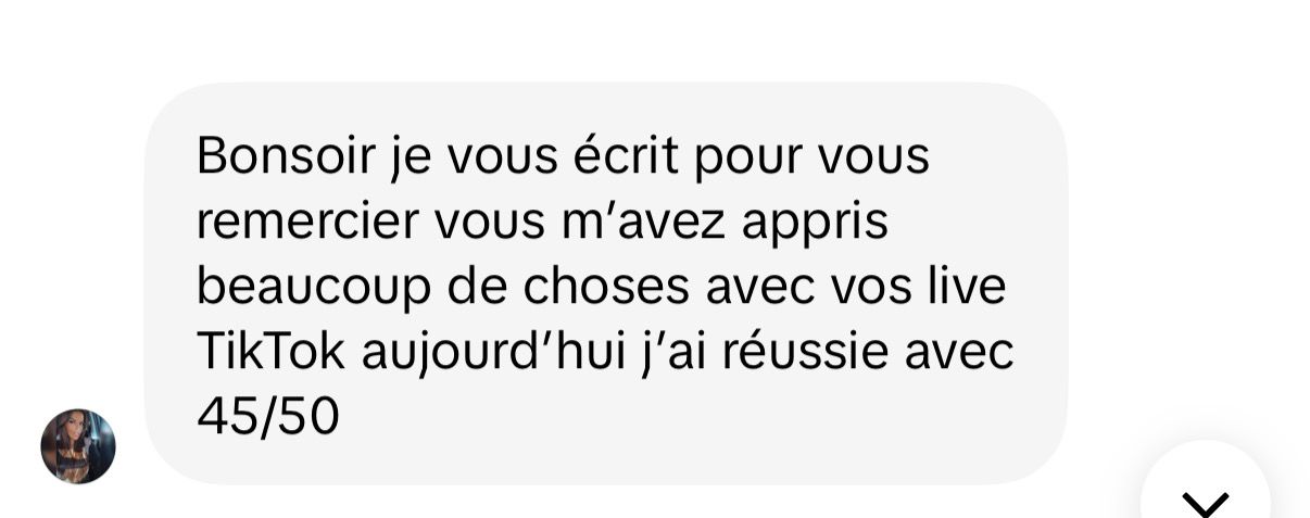 Message de remerciement d'un élève PermisSecours